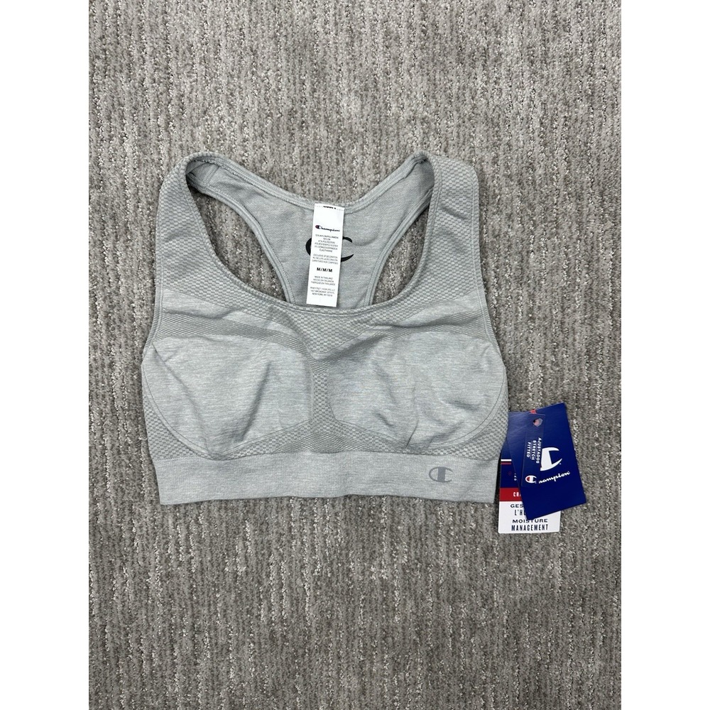 Champion The Infinity Racerback Sports Bra Medium Gray Seamless Wireless NWT